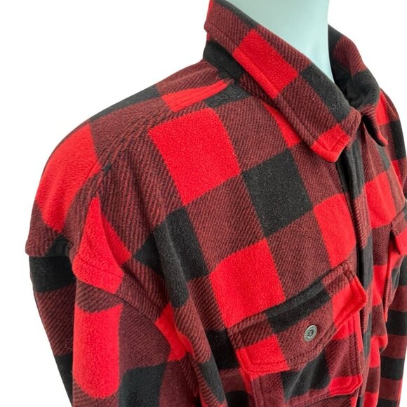 Eddie Bauer Mens TXL Red Buffalo Plaid Flannel Fleece Shirt Outdoor Lumberjack - Picture 4 of 16